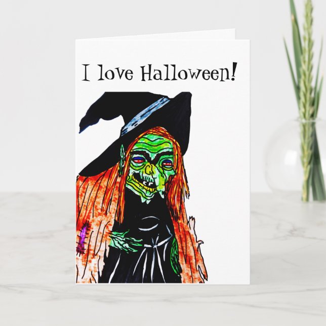 HALLOWEEN WITCH JOKE Foleting Card Kort (Framsida)