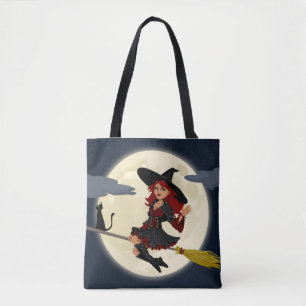 Halloween Witch, Katt och Måne Tygkasse