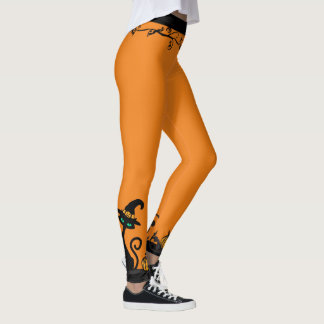 Halloween Witch Large Side Svarta katter Leggings