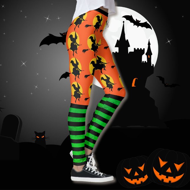 Halloween Witch Leggings Womens Orange Yoga Byxor (Skapare uppladdad)