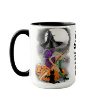 Halloween Witch med Black Cat Mugg