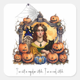 Halloween Witch med citat Fyrkantigt Klistermärke