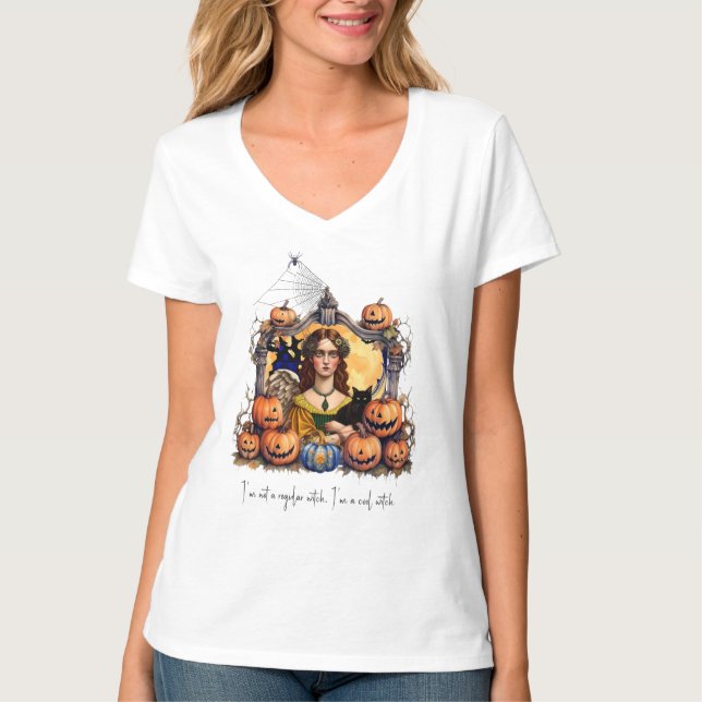 Halloween Witch med citat T Shirt (Framsida)