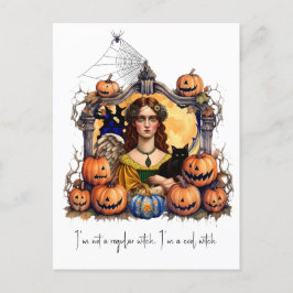 Halloween Witch med citat Vykort