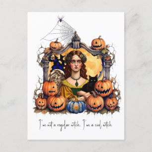 Halloween Witch med citat Vykort