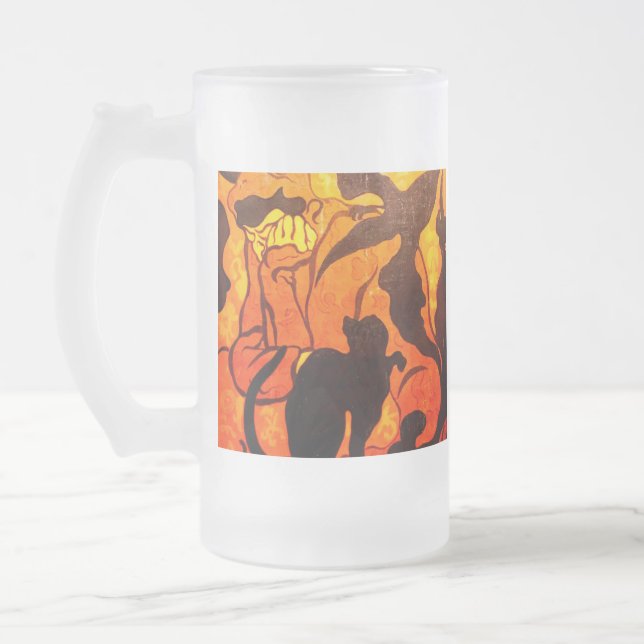 Halloween Witch med en svart katt Frostat Ölglas (Vänster)