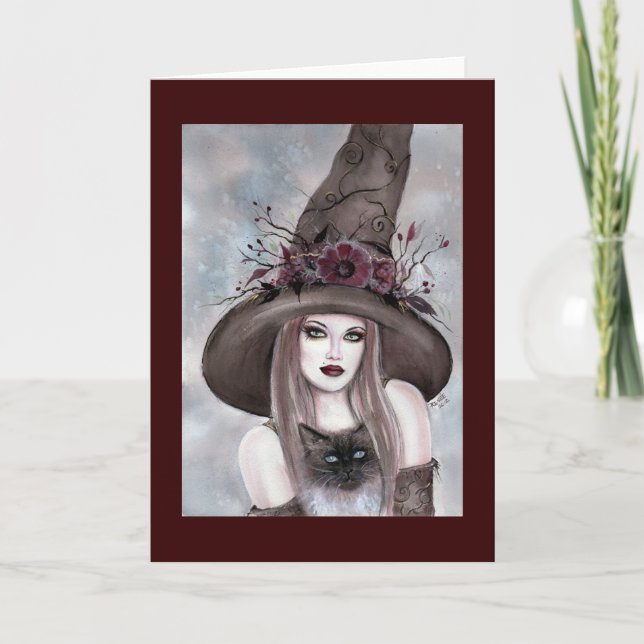 Halloween Witch med kattunge-kort av Renee Lavoie Kort (Framsida)