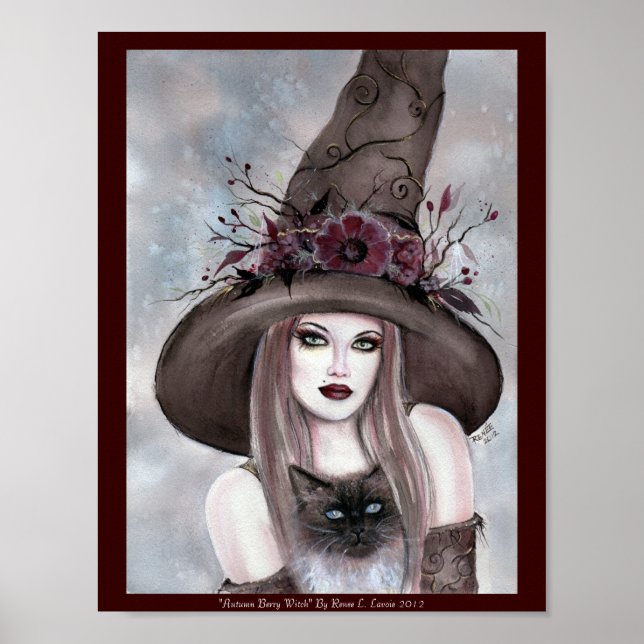 Halloween Witch med kattunge poster av Renee Lavoi (Framsidan)