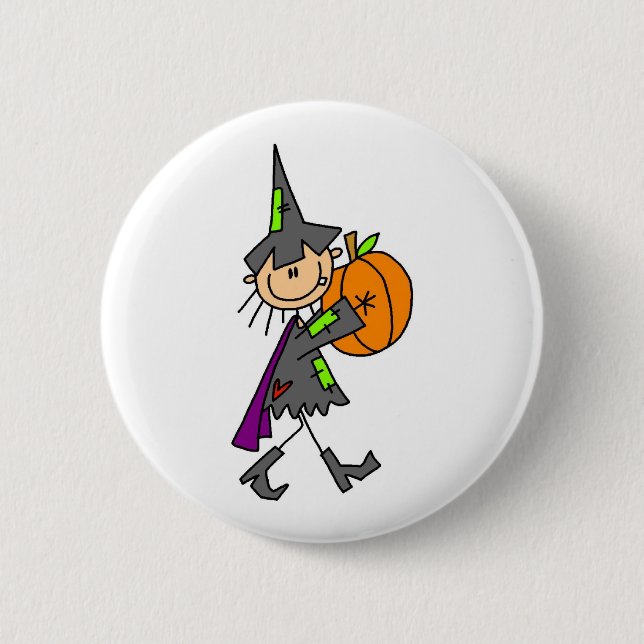 Halloween Witch med Pumpkin Knapp (Framsida)