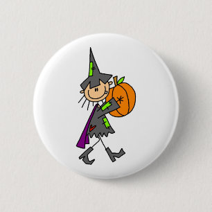 Halloween Witch med Pumpkin Knapp