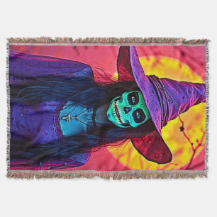 Halloween Witch med Skull Ansikte Design Filt