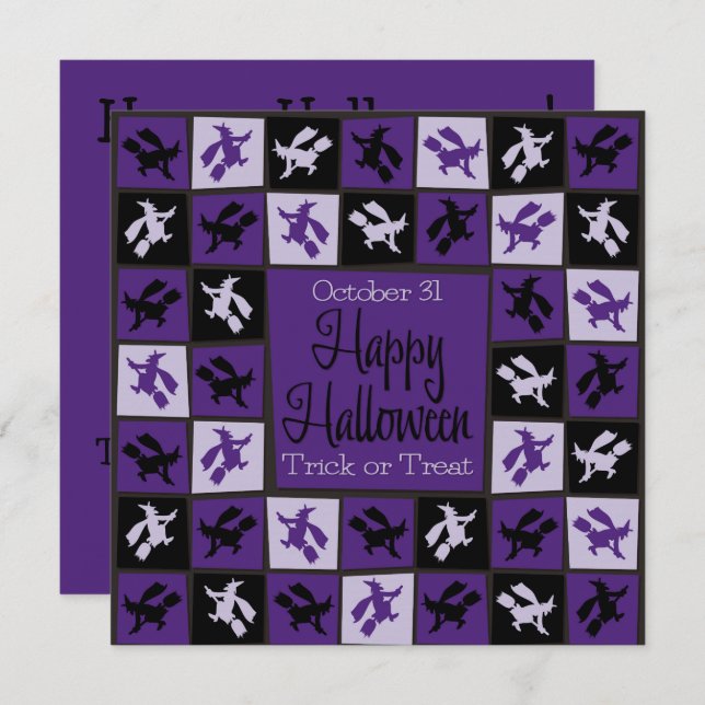 Halloween Witch mosaic Inbjudningar (Fram/baksida)
