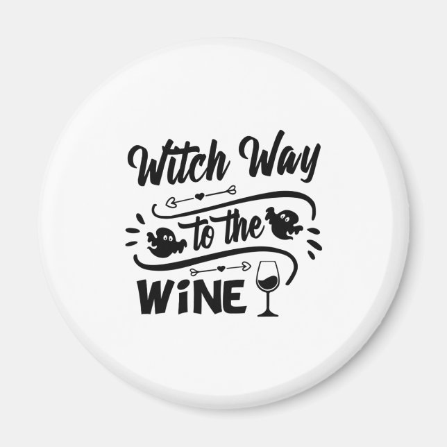 Halloween Witch mot Vin födelsedag Magnet (Framsidan)