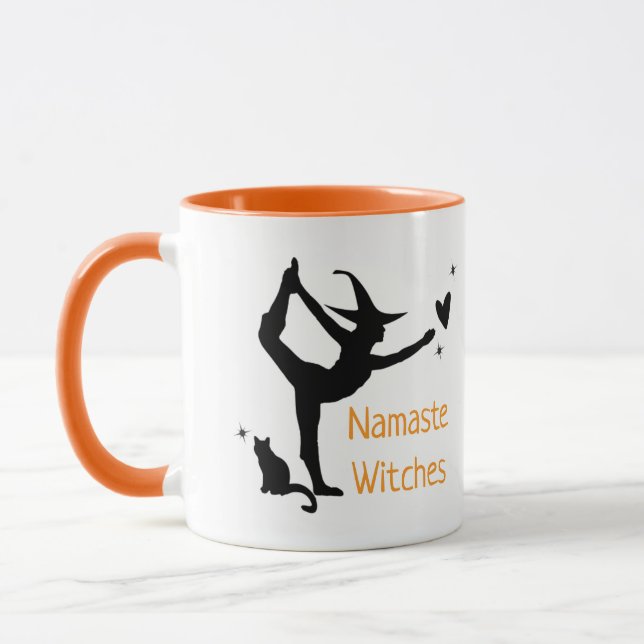 Halloween Witch Namaste Witches Black Orange Funny Mugg (Vänster)