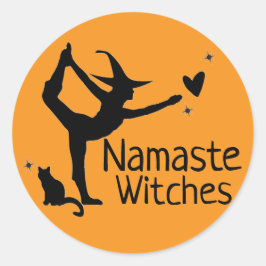 Halloween Witch Namaste Witches Yoga Black Orange Runt Klistermärke
