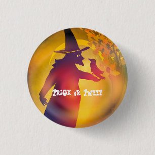 Halloween Witch och Black Bird Trick eller Tweet Knapp