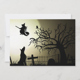 Halloween Witch och Howling Hund Kort