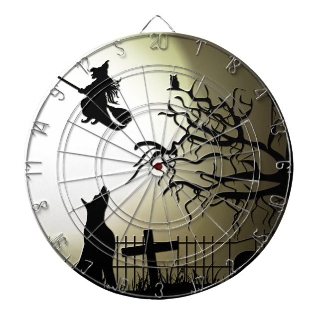 Halloween Witch och Howling Hund Piltavla (Framsidan)