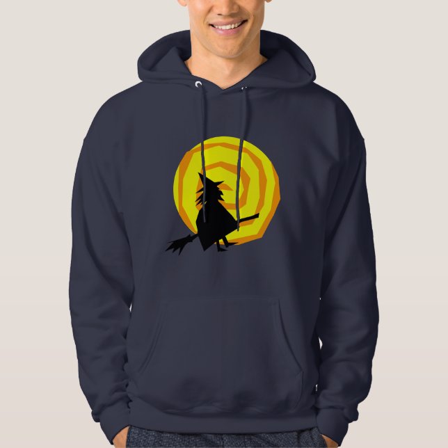 Halloween Witch och Måne Shirt Hoodie (Framsida)