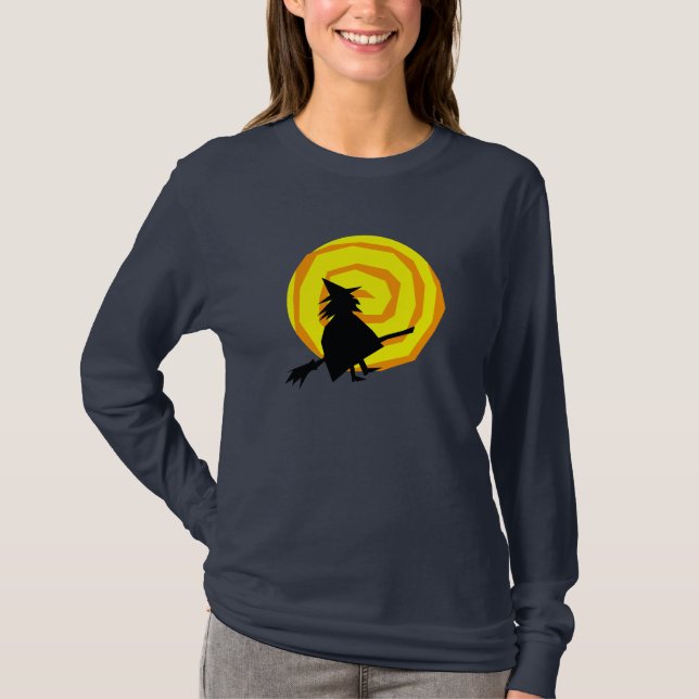 Halloween Witch och Måne Shirt Tee Shirt (Framsida)