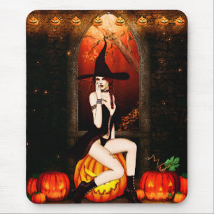 Halloween Witch och pumpor Musmatta