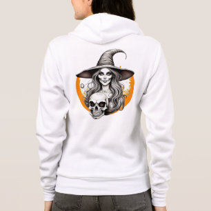 Halloween Witch och Skeleton Realistic Pencil Art T Shirt