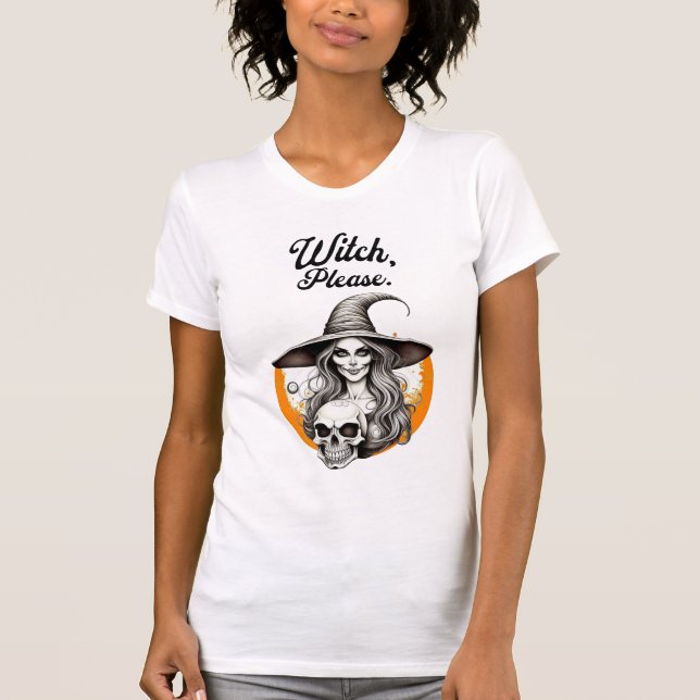 Halloween Witch och Skeleton Witch, snälla T Shirt (Framsida)