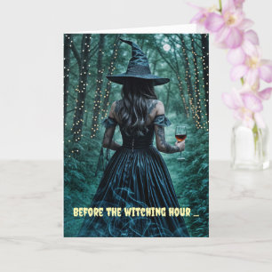 Halloween Witch och Vin i Enchanted Forest Kort