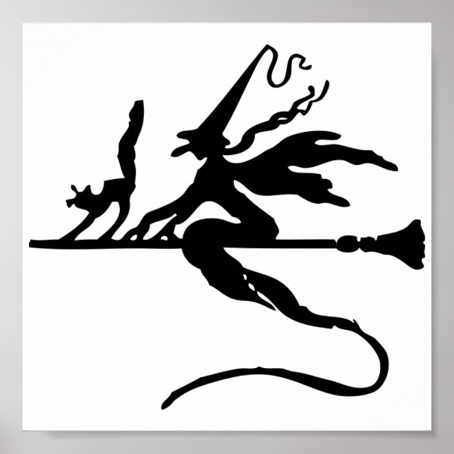 Halloween Witch på Broomstick Poster (Framsidan)