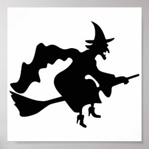 Halloween Witch på Broomstick Poster
