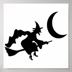 Halloween Witch på Broomstick Poster