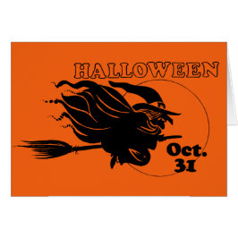 Halloween Witch på Broomstick Roligt Greeting Card Hälsningskort