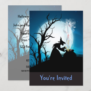 Halloween Witch på Culdron-inbjudan Inbjudningar