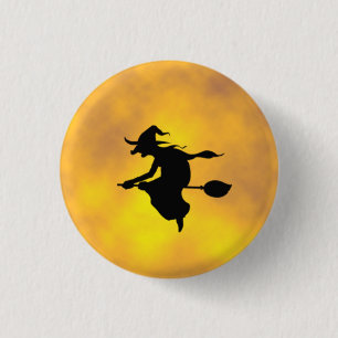 Halloween Witch på en bromspatknapp Knapp