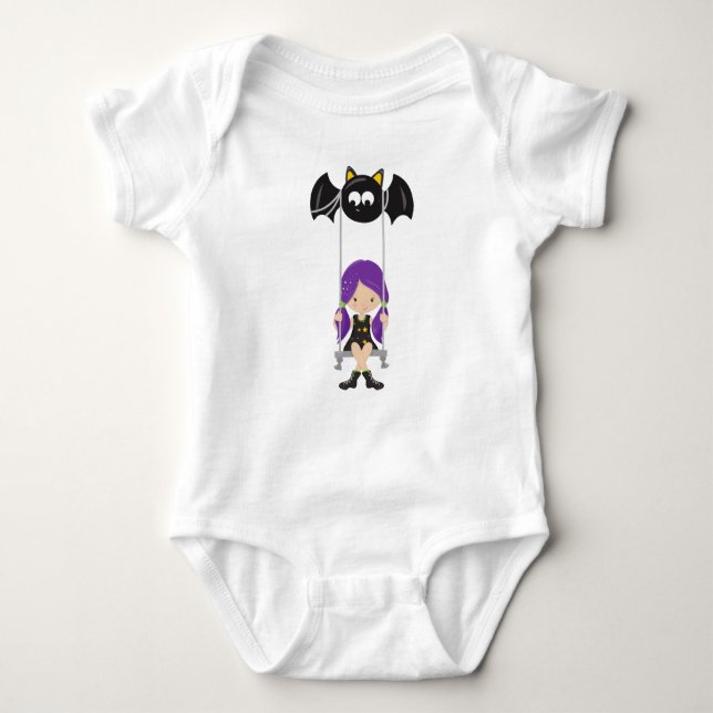 Halloween, Witch på en sväng, Fladdermus, Bus elle T Shirt (Framsida)