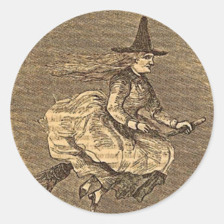 Halloween Witch på ett rum Runt Klistermärke