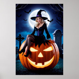 Halloween Witch på Pumpkin Poster