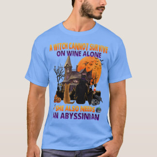 Halloween Witch på Vin och den ädla Abyssinanska k T Shirt