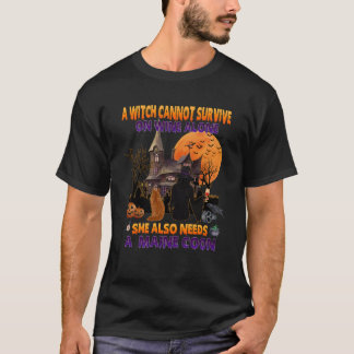 Halloween Witch på Vin och Funny Maine Coon Cat C T Shirt