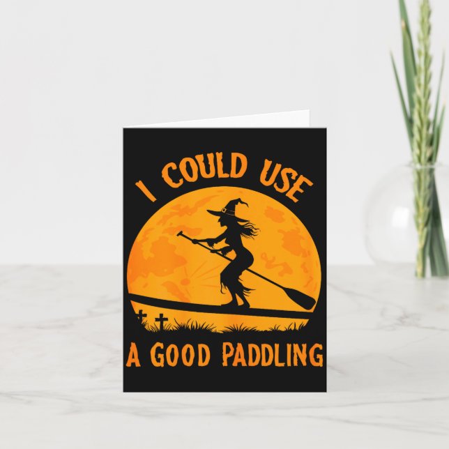 Halloween Witch Paddleboarder Sup Standup Paddling Kort (Framsida)
