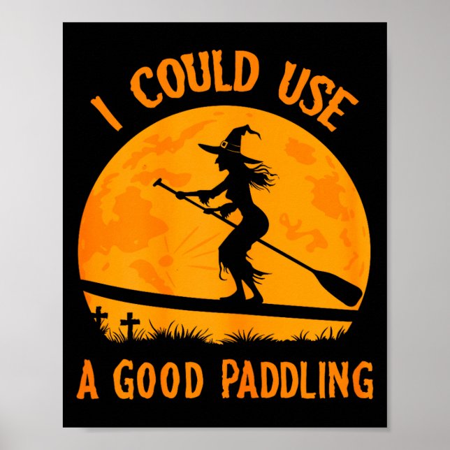 Halloween Witch Paddleboarder Sup Standup Paddling Poster (Framsidan)