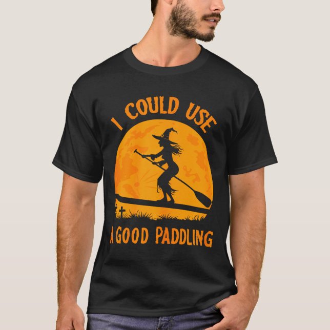 Halloween Witch Paddleboarder Sup Standup Paddling T Shirt (Framsida)