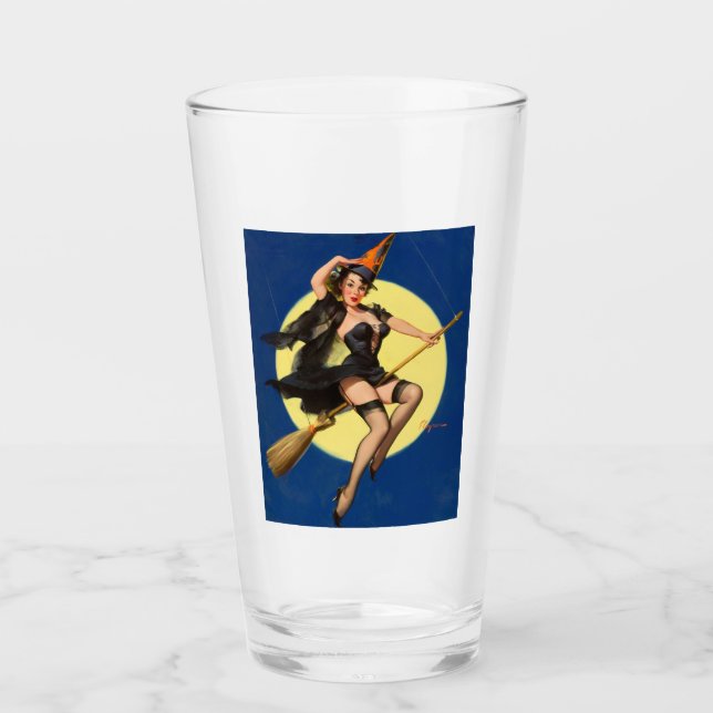 Halloween Witch Pin Up Girl Witch Glaskopp (Framsida)