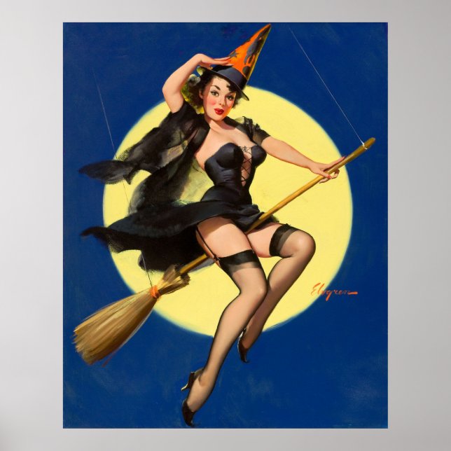 Halloween Witch Pin Up Girl Witch Poster (Framsidan)