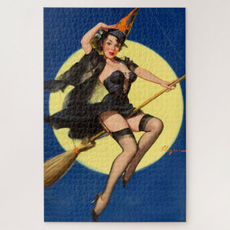 Halloween Witch Pin Up Girl Witch Pussel