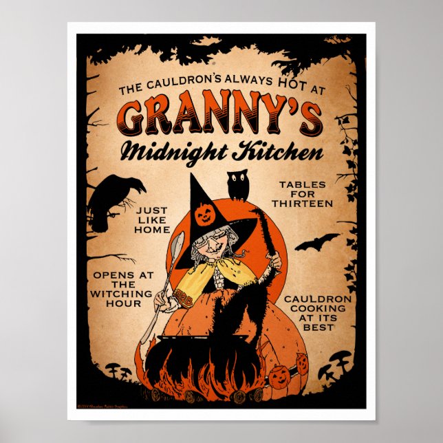 Halloween Witch Poster Granny's Midnight Kitchen (Framsidan)