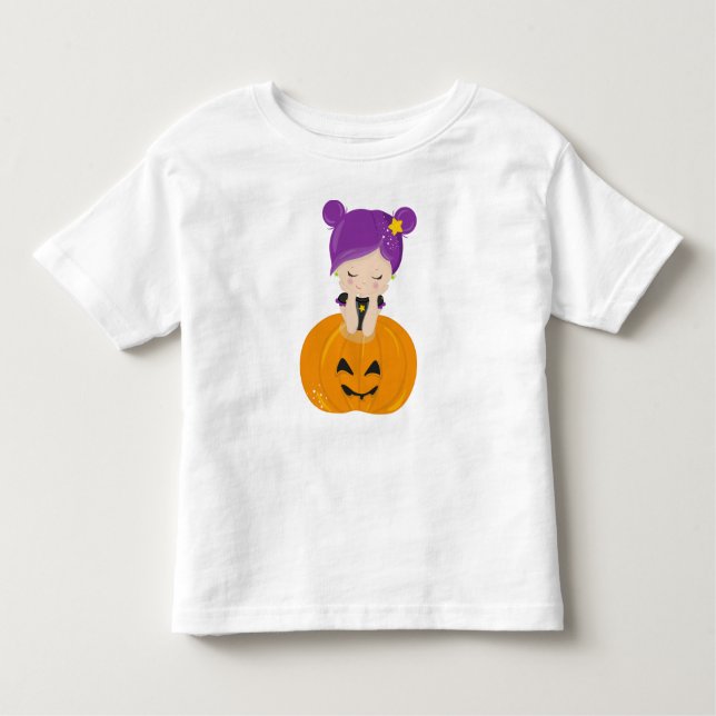 Halloween, Witch, Pumpkin, Boo, Bus eller godis T Shirt (Framsida)