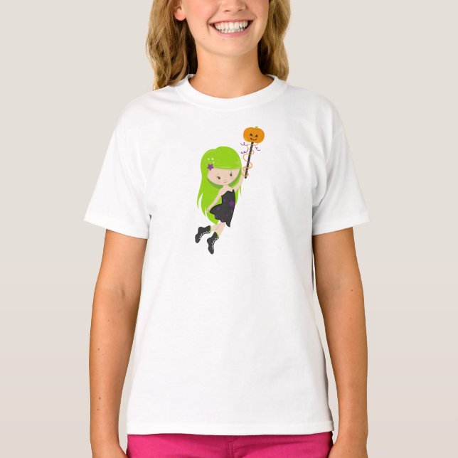 Halloween, Witch, Pumpkin, Bus eller godis, Boo T Shirt (Framsida)