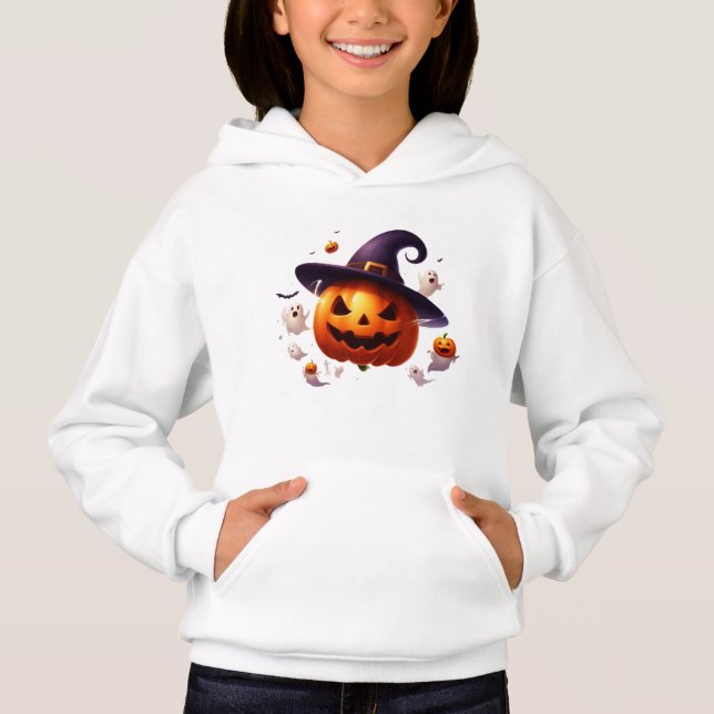 Halloween Witch Pumpkin White Ghost Black Fladderm T Shirt (Framsida)