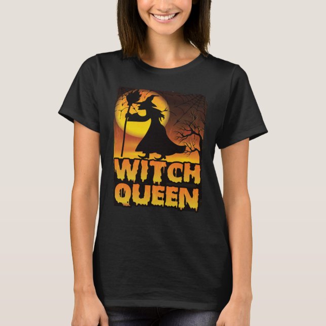 Halloween Witch Queen T Shirt (Framsida)